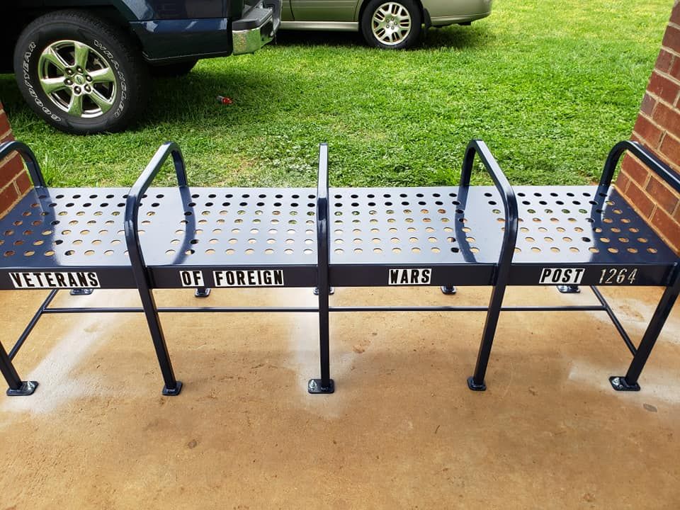 It took awhile to locate a Bench and it had to be painted but its finally finished. A special thanks goes to Randy for helping to locate and painting it and Chris for installing it. Several other people were actively involved and thanks to all.